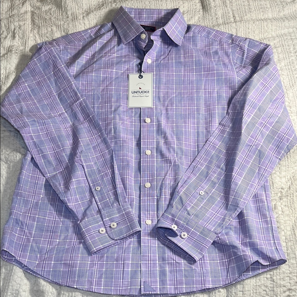 UNTUCKit men’s Purple Plaid Casual Button Down Shirt size M